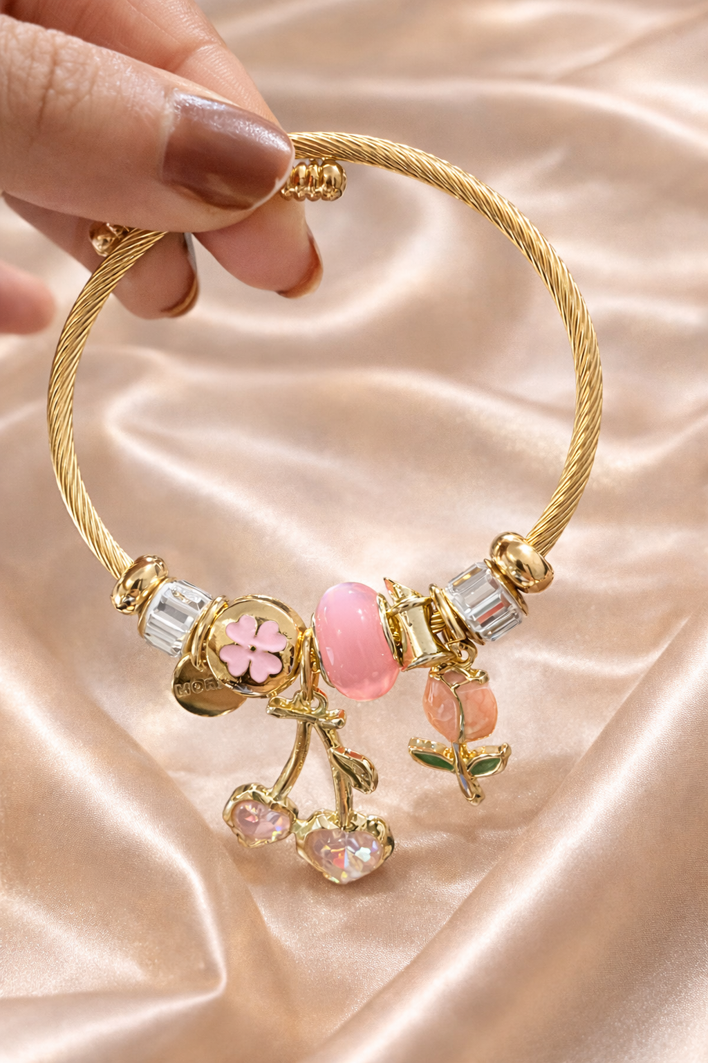 Blush Cherry Charm cuff