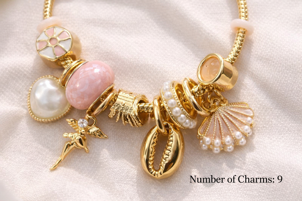 Anti-Tarnish, Ashaarya, Ashaarya Jewels, Ashaarya Jewellery,Necklace with various charms on a light background