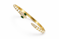 anti-tarnish bracelet, comfort jewellery, demi-fine jewellery bracelet, 18kt gold tone bracelet, snake bracelet for women, luxury bracelet for women, designer bracelet for women, anti-tarnish jewellery bracelet, statement bracelet for women.Anti-tarnish 18KT gold tone snake bracelet for women with American diamonds and emerald stones – comfort jewellery by Ashaarya