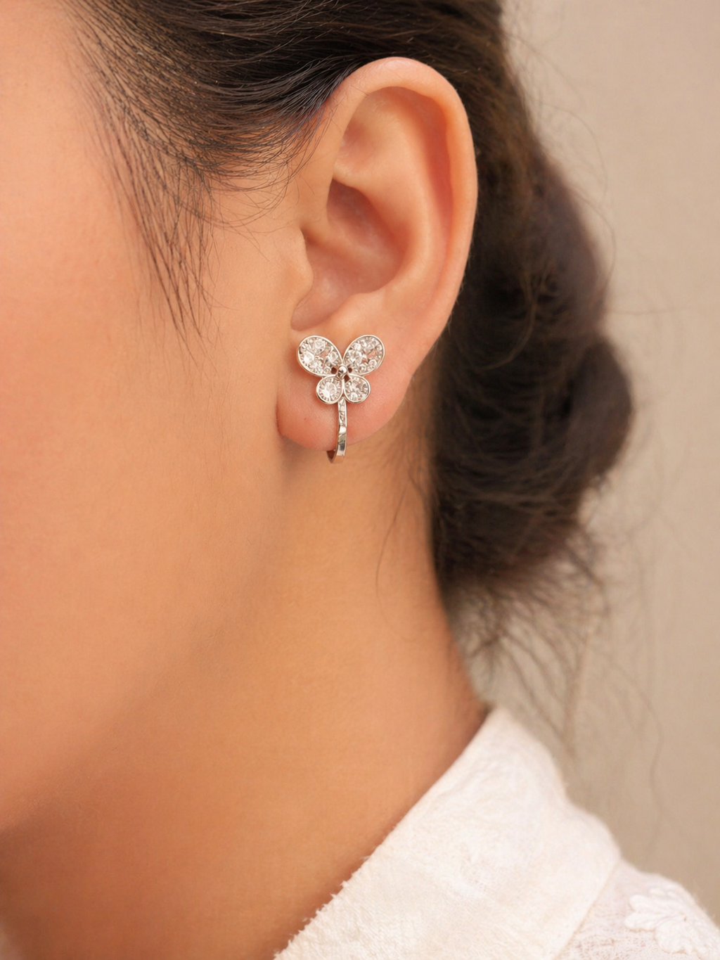 Butterfly clip on earrings for women non pierced anti-tarnish comfort jewellery lightweight design