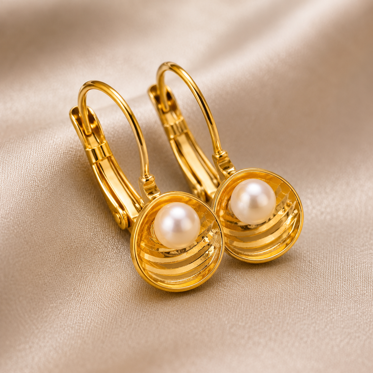 Pearl Tide Hoop Earrings by Ashaarya showcasing lightweight pearl earrings, hoop earrings and everyday comfort jewellery