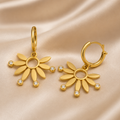 Sunbeam Daisy Hoop Earrings by Ashaarya featuring crystal-tipped floral charms, anti-tarnish comfort jewellery, lightweight dangling earrings and everyday elegance